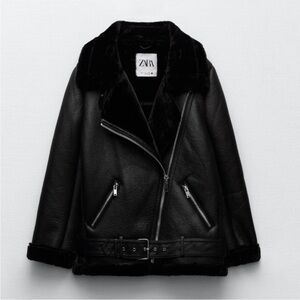 Zara Women's Classic Black Leather Jacket